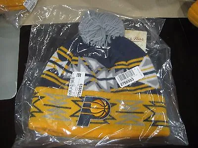 Mitchell And Ness Indiana Pacers Tribal Geotech  Knit Pom Beanie Nba Nwt • $13.19