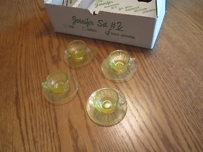 Mosser Glass - Jennifer Miniature Dishes - Gold Krystal - Set # 2  -4 Cup/saucer • $27