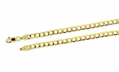 10K Yellow Gold Cuban Chain Curb Link Necklace Lobster Claw Men's 4.6mm Wide • $664.32