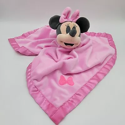 Minnie Mouse Disney Baby Plush Lovey Security Blanket Pink Unique Gray Head Nose • $11.99