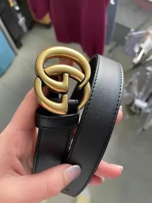 Gucci Belt Double G Black Leather Size 85 Barely Used • $84