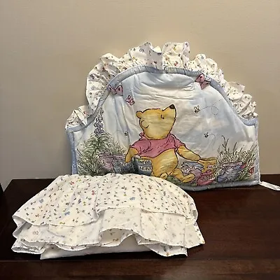 Classic Pooh Honey Pot Nursery Crib Bedding 2 Pc Set Headboard And Skirt White • $29.99