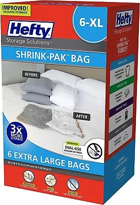 $24.99 • Buy Hefty SHRINK-PAK 6 XL Vacuum Seal Storage Bags