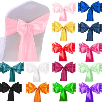 £3.15 • Buy TtS 1/10/50/100 Satin Chair Sashes Bow Cover Sash 275 X18cm Wedding Decoration