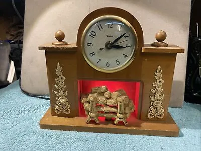 United Clock  Fireplace Mantle Or Shelf Clock With Lighted Red Bulb • $68