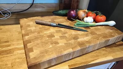 Extra Large Solid Oak End Grain Butcher Block 6.2cm Thick Handmade Heavy Duty  • £149.99