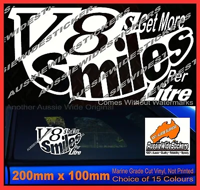 V8 SMILES Stickers 200mm For Commodore Falcon TOYOTA 4x4 Ute Car Accessories • $6.90