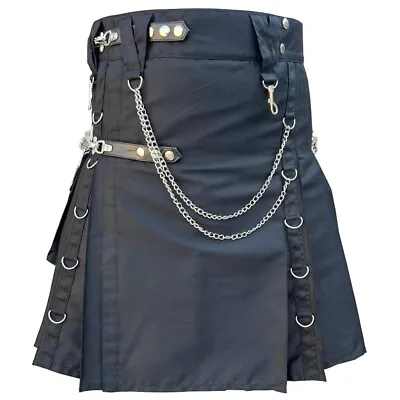 Mens Black Utility Kilt Scottish Modern Kilts For Men Gothic Fashion Kilt • $49.99