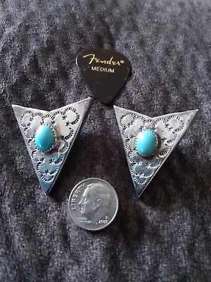 Vintage Navajo Collar Tips - Sterling Silver Turquoise Native American • $75