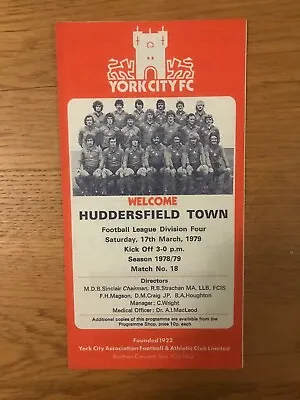 York City V Huddersfield Town Programme 1978/79 • £2