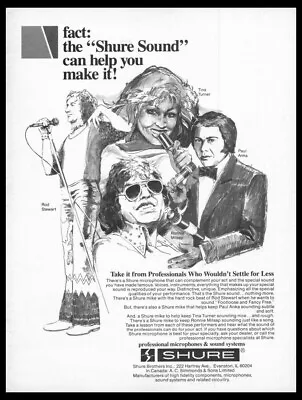 1979 Shure Microphone Tina Turner Art Print Ad /mini Poster-VTG Music Room Décor • $9.95