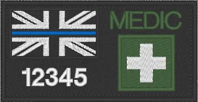 Thin Blue Line Medic Patch Hook And Loop  Back Badge Tag Personalised  • £9.99