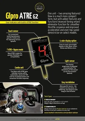 Healtech Gear Shift Indicator With Atre Function Kawasaki Z1000sx Abs 17-21 Red • £114.99