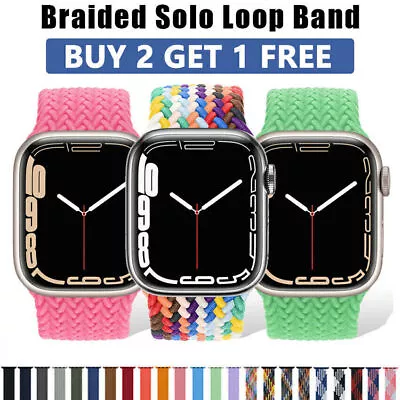 $5.49 • Buy Braided Solo Loop IWatch Band Strap For Apple Watch Series 9 8 7 6 SE 5 41/45mm