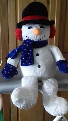 Musical Christmas Stuffed Velour Snowman - 22  High Sits On A Shelf. • £15