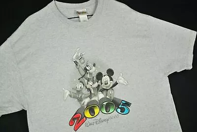 Vintage Y2K Walt Disney World T Shirt Mickey Mouse Character Mens XL Gray • $19.99