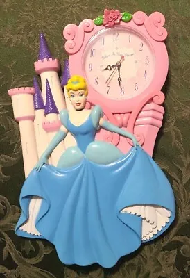 $11.99 • Buy Disney Princess Cinderella Clock Wall Vintage Castle Believe In Your Dreams