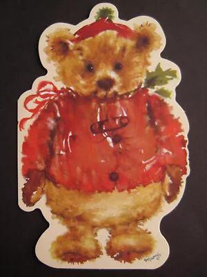 UNUSED Vintage Greeting Card Mary Hamilton Diecut CHRISTMAS Teddy Bear W RedCoat • $3.99