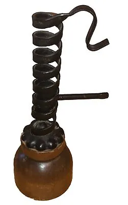 Courting Candle Antique Cast Iron Adjustable Spiral Candlestick Primitive Fun • $40