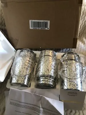Set Of 3 Indoor Outdoor Hand Blown Mercury Glass Mason Jars By Valerie  New • $30