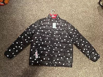 Minnie Mouse Disney Reversible Puffer Jacket Women’s Large Black Polka Dot / Red • $16