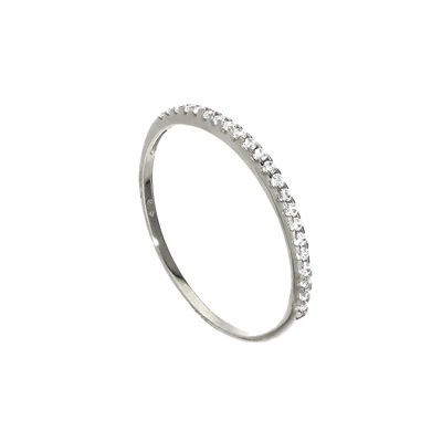 £71 • Buy 9ct White Gold & Clear CZ Crystal Half Eternity Stacking Ring Size I-U