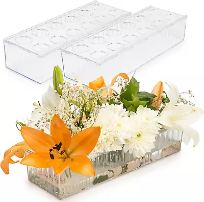 2 Pack Leak-Proof Wave Design Acrylic Long Vases For Centerpieces - 24  Clear Fl • $25.49