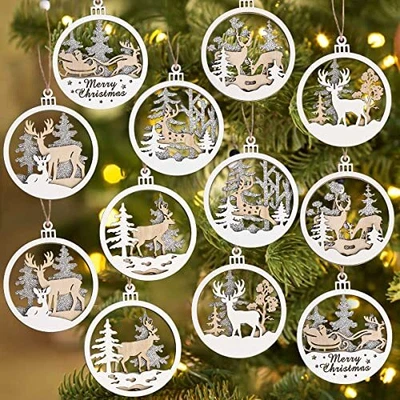 $20.76 • Buy  Christmas Decorations Indoor Rustic Tree Ornaments, 12 Pack Wooden Ornaments 