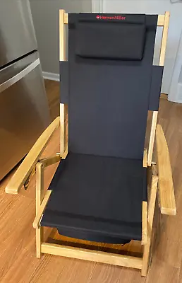 Vintage Herman Miller Black Canvas Folding Deck Lounge Chair • $155