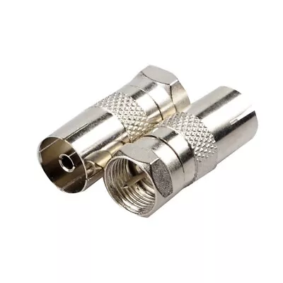 2x F-Type Connector Male To TV PAL Female Coax Antenna Jack RF Adapter Socket (L • £3.99