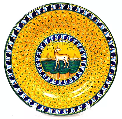 Geribi Deruta Majolica Pottery Fawn Deer Doe 11  Dinner Plate Hand Painted Italy • $69.95