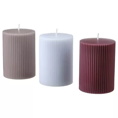 IKEA Scented Pillar Candle Almond & Aherry Mixed Colour Candles 30 Hrs Burn 😊 • £10.75