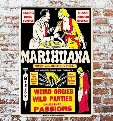 Marihuana Retro Movie Poster Aluminum Metal Sign 8 X12  Man Cave Garage Theater • $12.75