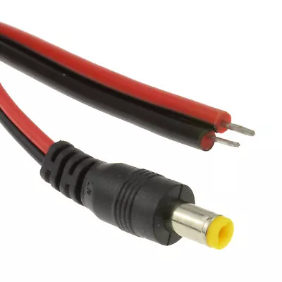 DC PIGTAIL Power Plug 5.5 X 2.1mm To Bare Ends For CCTV Cable 0.3m • £2.63