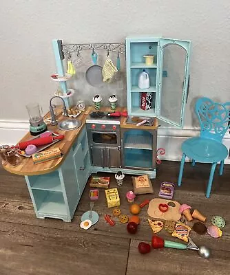 American Girl GOURMET KITCHEN SET With Chair And TONS Of Accessories • $125