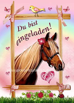 8 Invitation Cards Horse Girls Birthday Kids Birthday Invitations  • £4.69