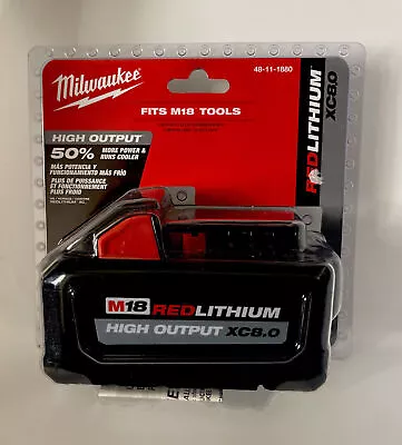 1 Pack Milwaukee 48-11-1880 M18 Red Lithium High Output XC8.0 Battery • $77.26