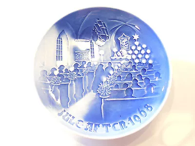 B & G  Christmas In Church  Collectors Plate 1968 Porcelain Denmark Blue & White • $14.99