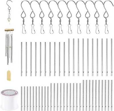 Swpeet 61Pcs Wind Chime Tubes Parts And 100 Yard Wind Chime Wire With Swivel Hoo • $30.99