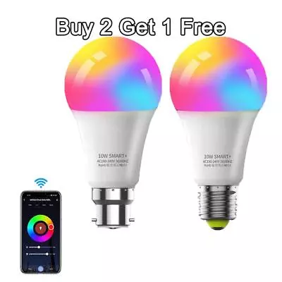 Smart LED Light Bulb WiFi RGB Bulb For Apps By IOS Android Amazon Alexa Google • £7.59