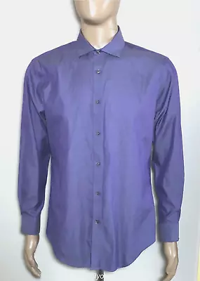 Calvin Klein Men's Slim Fit Button Up Long Sleeve Purple Shimmer Sz 16 1/2 32/33 • $14.99