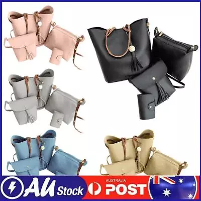 4pcs/Set Fashion Women Tassel Pure PU Shoulder Bag Clutch Card Bag Handbag • $15.89