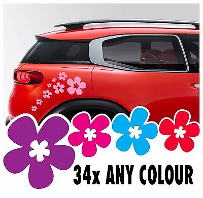 34 Daisy Stickers Vinyl Decal Kit Flower Car Ds3 Wall Saxo Mini VW Beetle Camper • £3.90