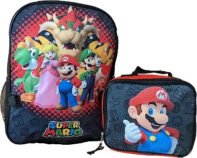£20.46 • Buy Nintendo Super Mario Bros Brothers Boys School Backpack Lunch Box Kids BookBag 