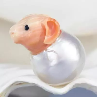 GIANT South Sea Baroque Pearl & Carved Apricot Shell Rabbit Undrilled 7.75 G • $229