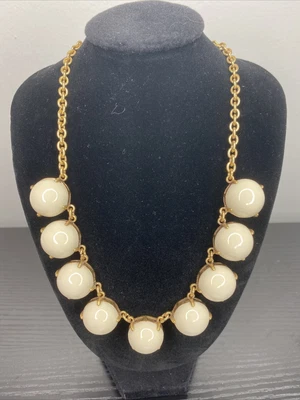 $8.99 • Buy J. Crew Gold Tone White Bubble Stone Collar Statement Necklace