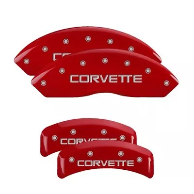 MGP Caliper Covers Set Of 4 Red Finish Silver Corvette (C4) • $289