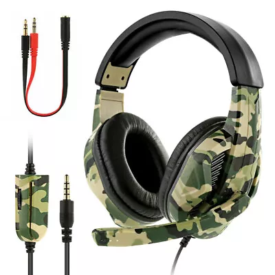 3.5mm Wired Gaming Headset Stereo Bass Mic Headphones For PC PS5 PS4 Xbox One • $21.13