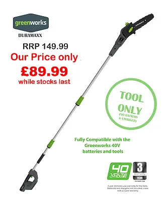 £89.99 • Buy Greenworks Duramaxx 40V Pole Saw Tool Only Great Price