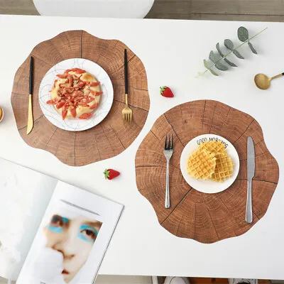 $17.59 • Buy Washable Set Of 4 Wood Pattern Mats Non-Slip Kitchen Dining PVC Table Placemats